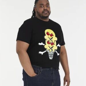 Icecream Black Tee with Yellow Graphic